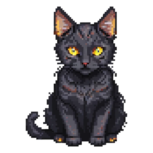 small black cat with yellow eyes sticker