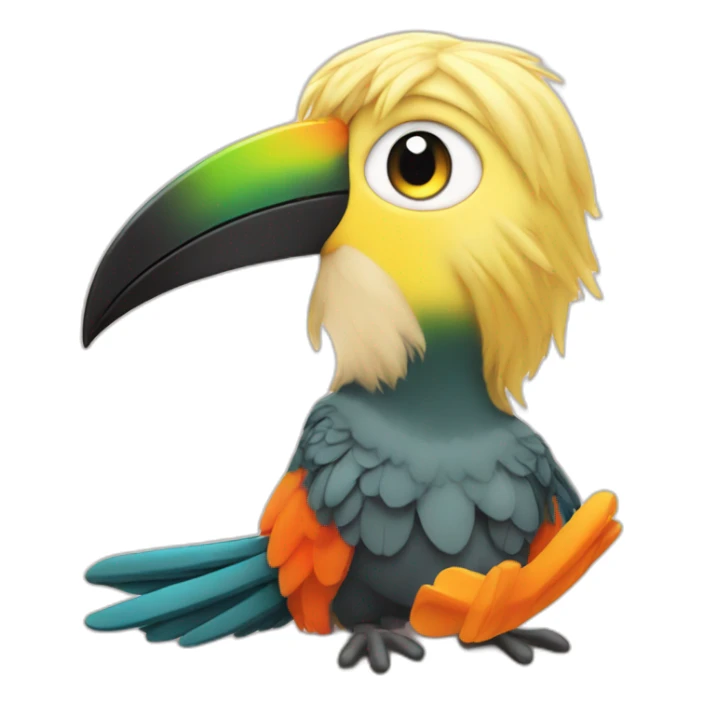 Blond Baby boy with toucan plush sticker