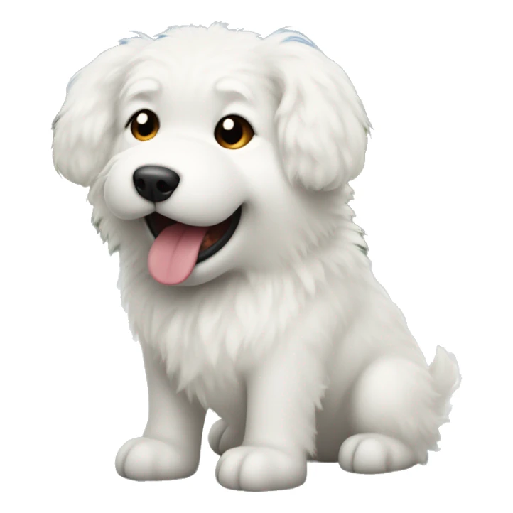 white fluffy dog, with one ear sticking up, tongue out sticker