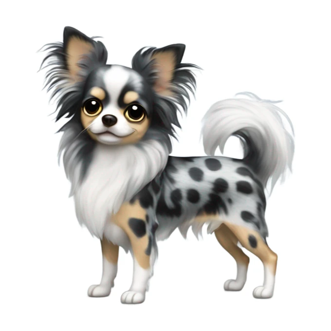 Blue merle chihuahua long hair with spotted face black sticker