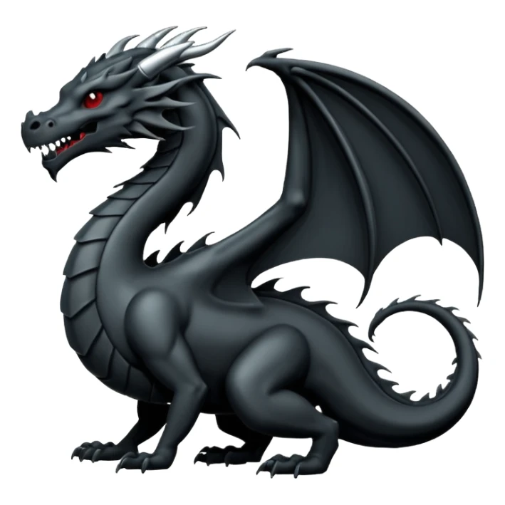 iOS sticker, minimal dragon symbol, monochrome black, dark fantasy sticker