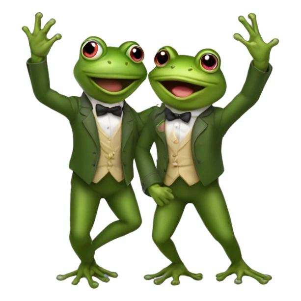 Two frogs, one in front of the other, doing the rose and jack titanic pose sticker