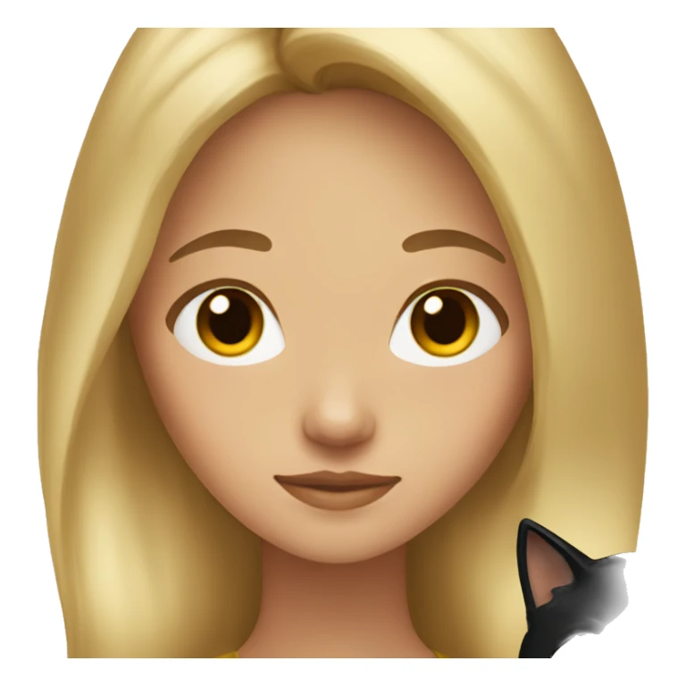 blonde browned hair girl with a black cat  sticker