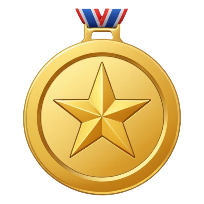 a gold medal with a star engraved on it sticker