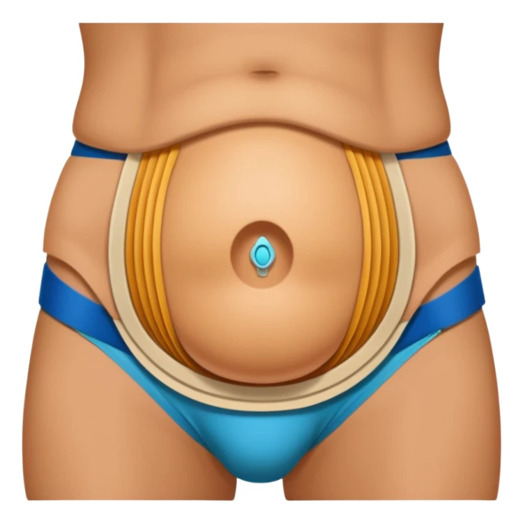 human body, focus on belly, ostomy belt sticker
