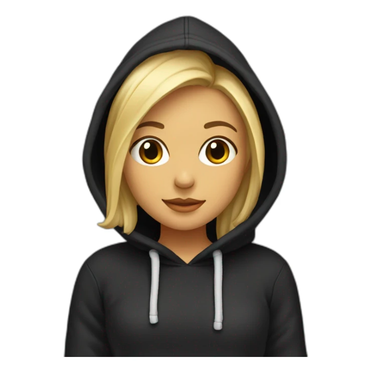 una chica rubia con una sudadera negra saludando sticker