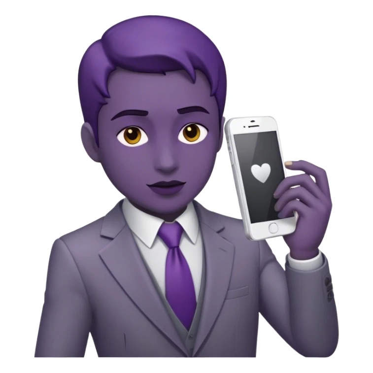 make the emoji skin colour deep purple and the phone white, make their suit grey sticker