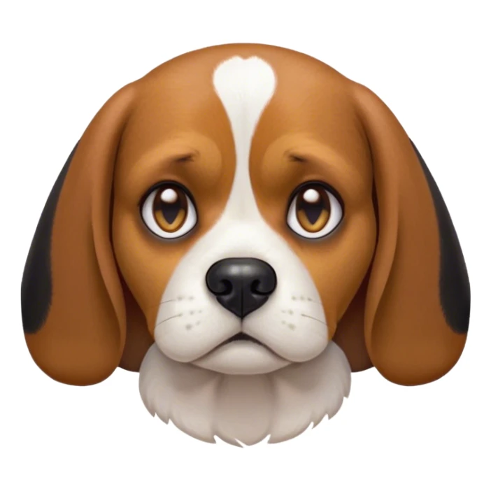 Cinematic Meme-Worthy Grumpy Beagle Portrait Emoji, Head held high but eyes filled with dramatic disappointment, showcasing a smooth tri-color coat of white, brown, and black, deeply furrowed brow forming an unmistakable scowl, floppy ears slightly angled back in disapproval, piercing hazel eyes glaring with pure exasperation, Simplified yet hilariously over-exaggerated features, highly detailed, glowing with an aura of supreme annoyance, high shine, exhausted yet judgmental, stylized with an almost regal pettiness, bright but brooding, soft glowing outline, capturing the essence of a companion that has seen it all and is thoroughly unimpressed, so meme-worthy it feels like it could instantly become the next viral sensation of grumpiness! sticker