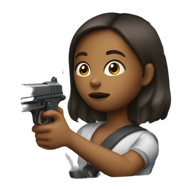 girl driving with toy gun sticker