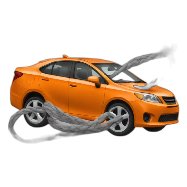 All Orange car entangled with all grey cat sticker