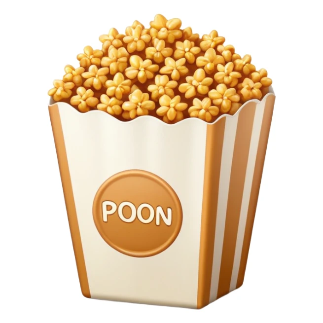minimalist caramel popcorn in a plain package, golden brown caramel color, extremely simple design, no text, glossy iOS emoji style sticker
