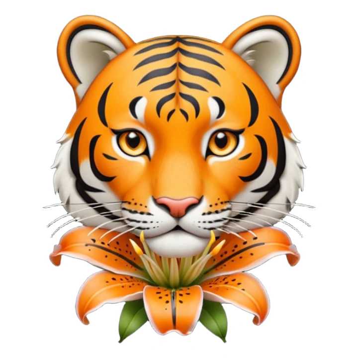 TIger outline tuning into a lily sticker