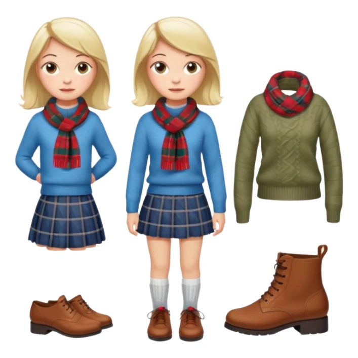 sweater skirt saddle shoes bobby socks scarf sticker