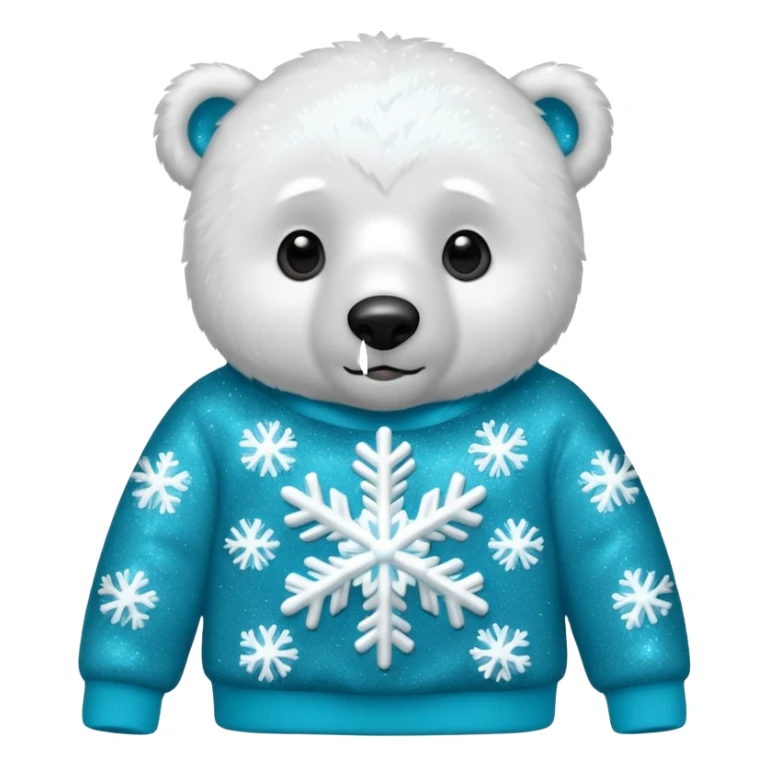 Glitter polar bear
with cyan snowflake on a black sweatshirt sticker