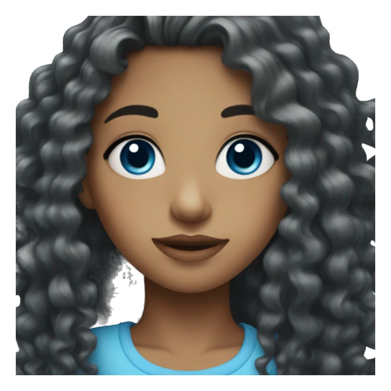 Girl with long, Black curly hair and blue eyes  sticker