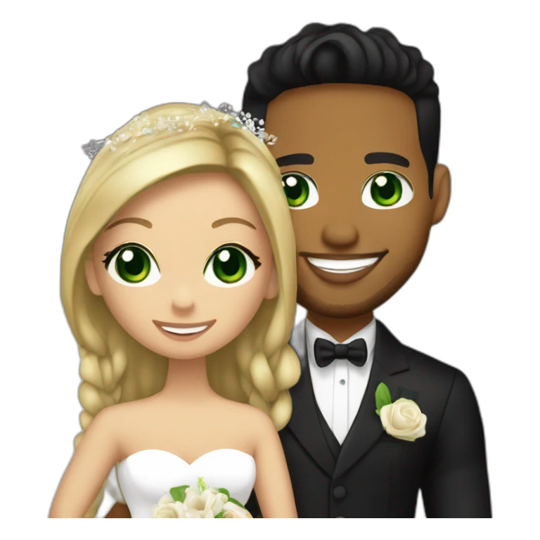 Romeo santos and blond girl green eyes wedding sticker
