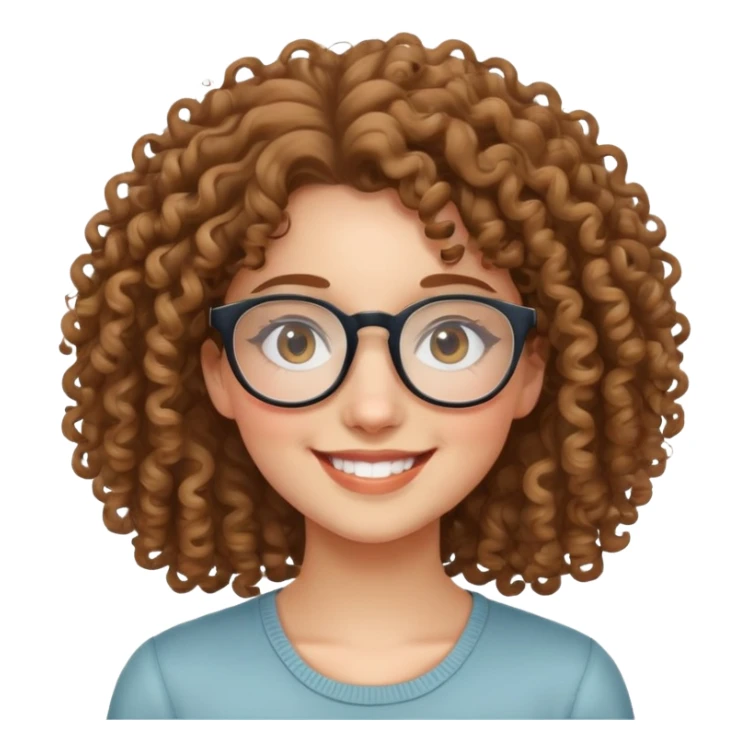smiling curly-haired girl with glasses sticker