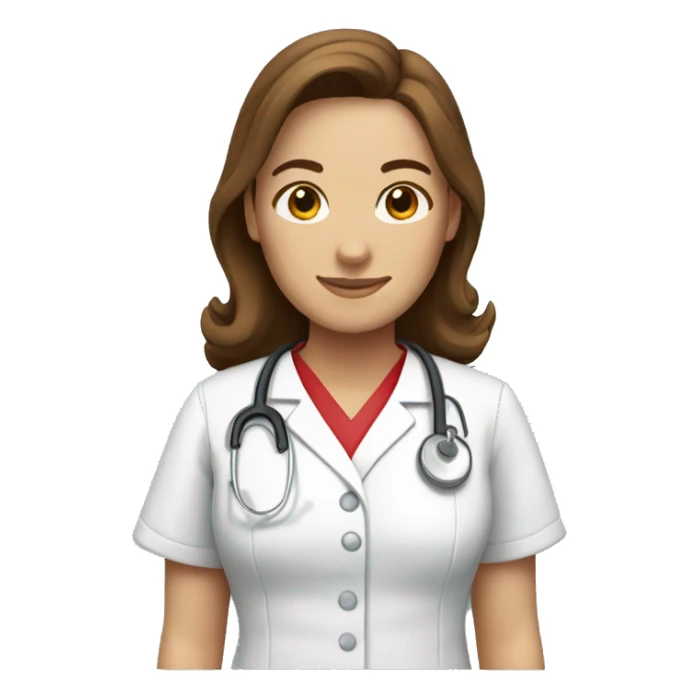 Nurse with brown hair and red scrubs sticker