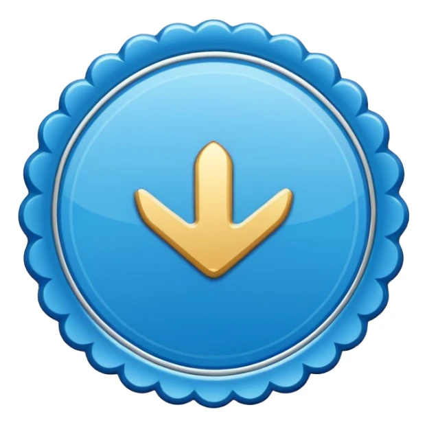 A blue scalloped circle with a verified thing sticker