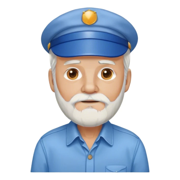 old man with white hair and white beard with blue visor and a blue button up shirt  sticker