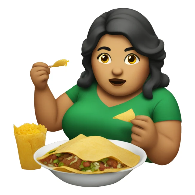 Fat mexican woman eating  sticker