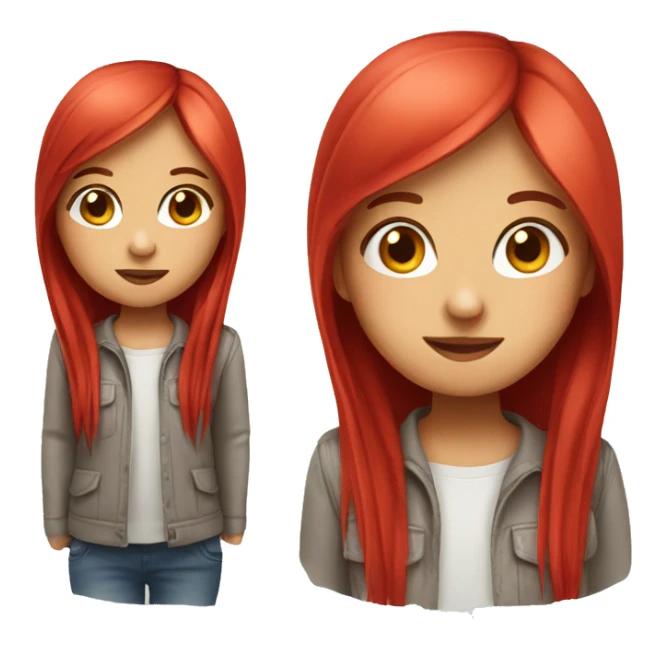 Cute girl with red straight long hair sticker