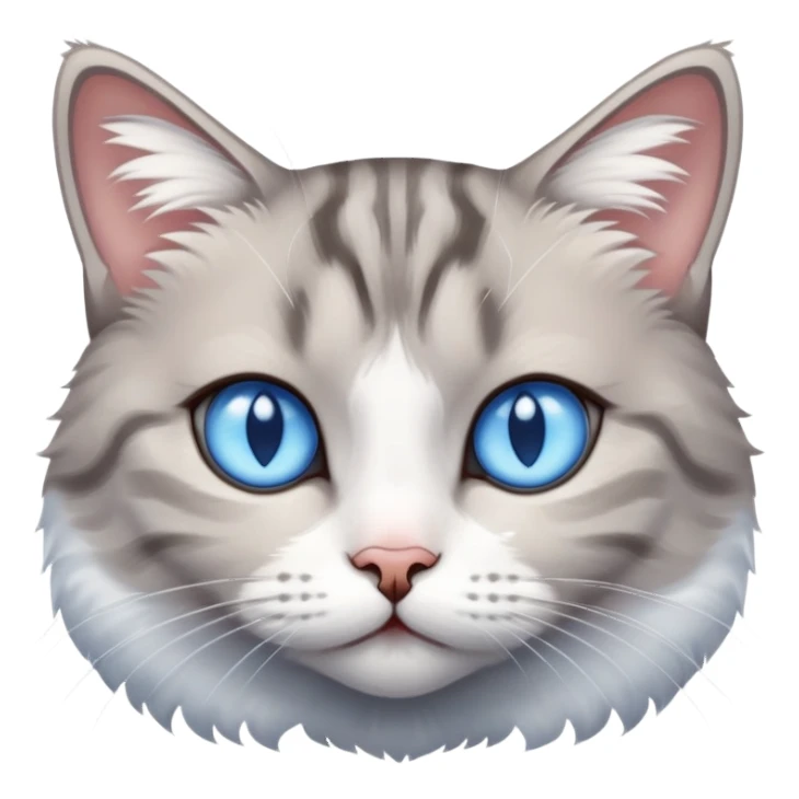 Short hair grey and white tabby cat with blue eyes  sticker