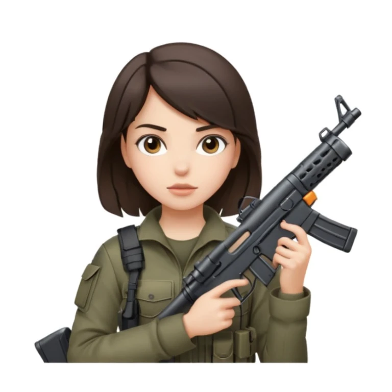 Fille brune clean girl avec une arme  sticker