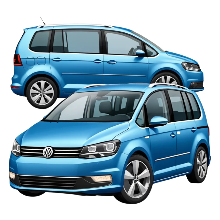 Blue Volkswagen Touran MPV at 3/4 angle sticker