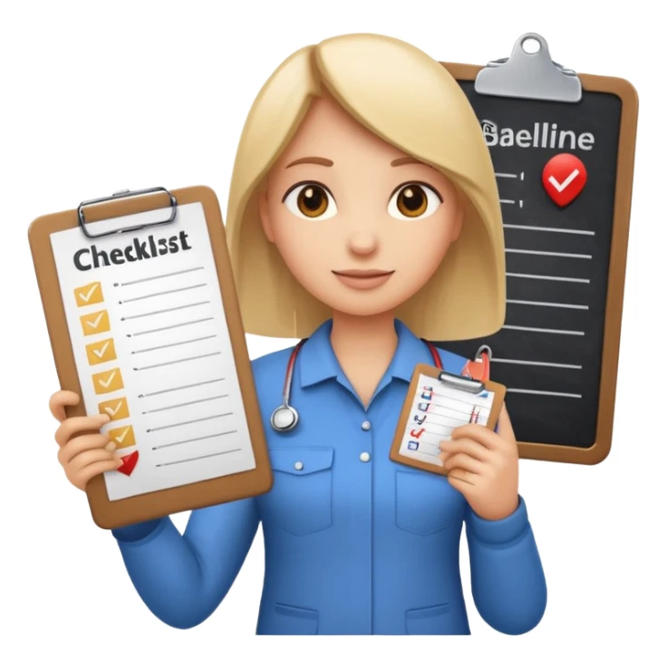 Emoji-style character holding clipboard with checklist: “1. Know baseline 2. Track 30 days 3. Play offense”, background with upward financial graph sticker