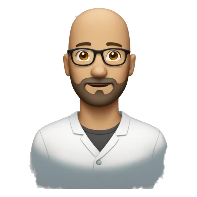 bald man with salty beard with glasses sticker