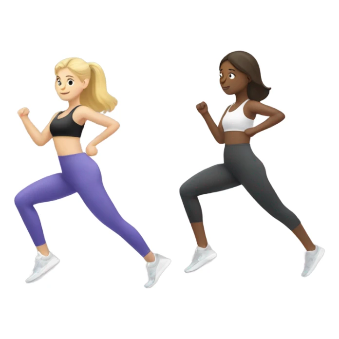 Two girls (blonde and brunette) excercising sticker