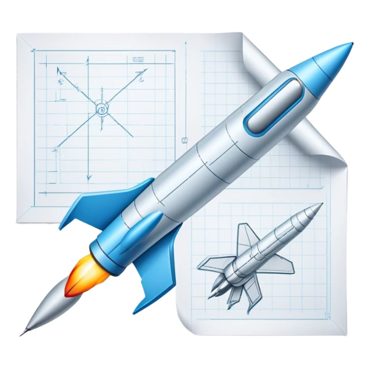 engineering drawing of the missile on the paper sticker