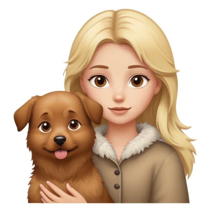 Blonde girl with brown dog  sticker