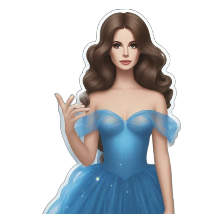 Lana Del Rey casting a spell com um vestido transparente azul cintilante tomara que caia rasgado sticker
