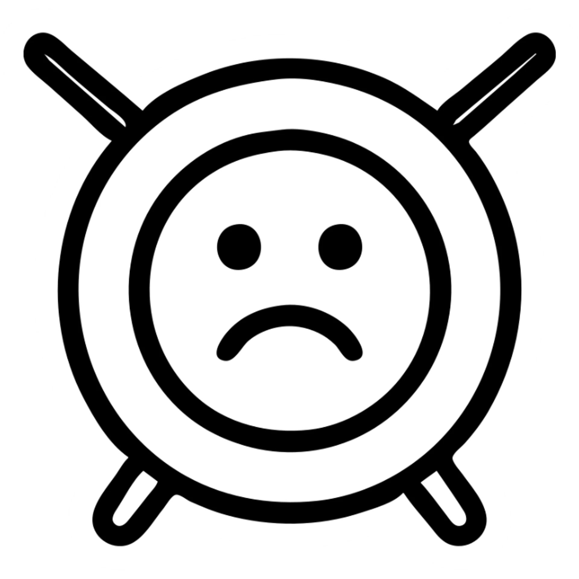 Traefik logo with a sad face, minimal, clear emotion, simple iconic design, transparent background sticker