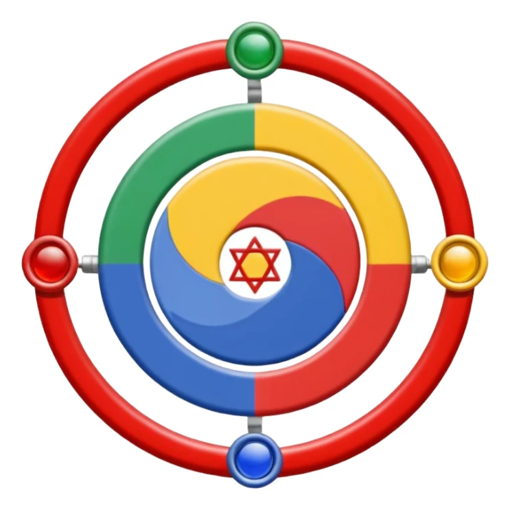 Drapeau avec deux parties coupés à l'horizontale partie du bas verte et celle du haut bleu, une roue des 16 chakra rouge est en plein centre c'est le drapeau de roms sticker