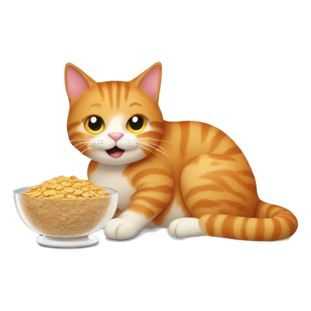 a ginger cat eating a bowl of cereal  sticker