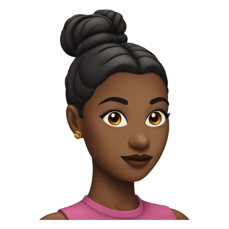 A black girl with 2 Buns and a slick back with 92i makeup sticker