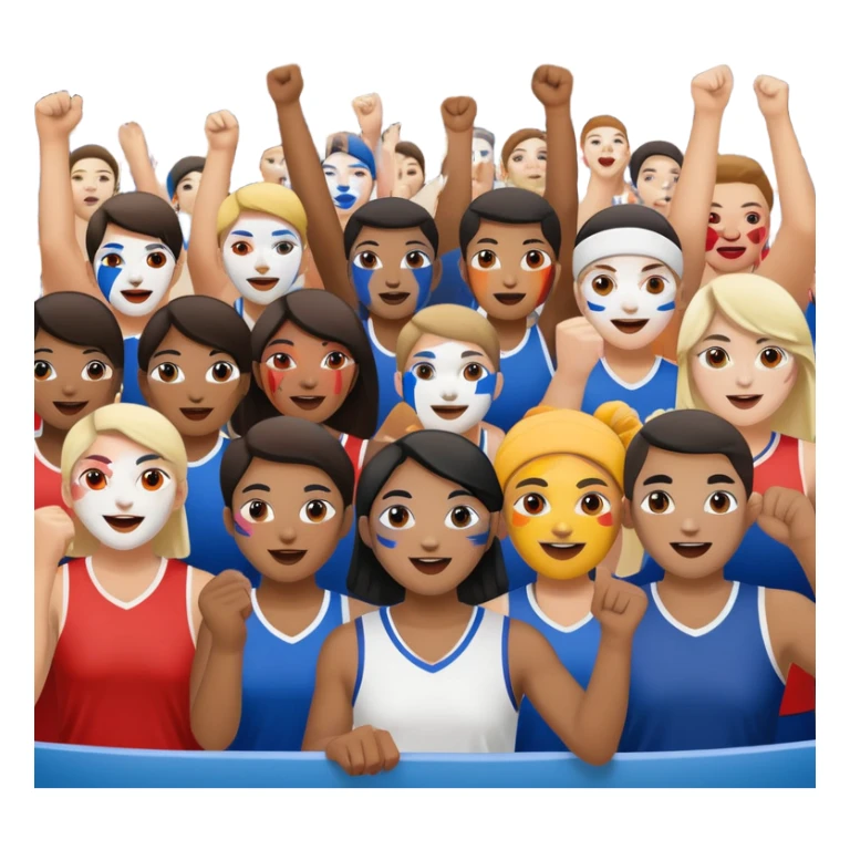 group of fans with painted faces, cheering at a sports event sticker