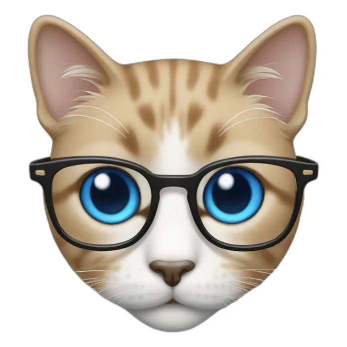 cat with blue eyes and black eyeglasses sticker
