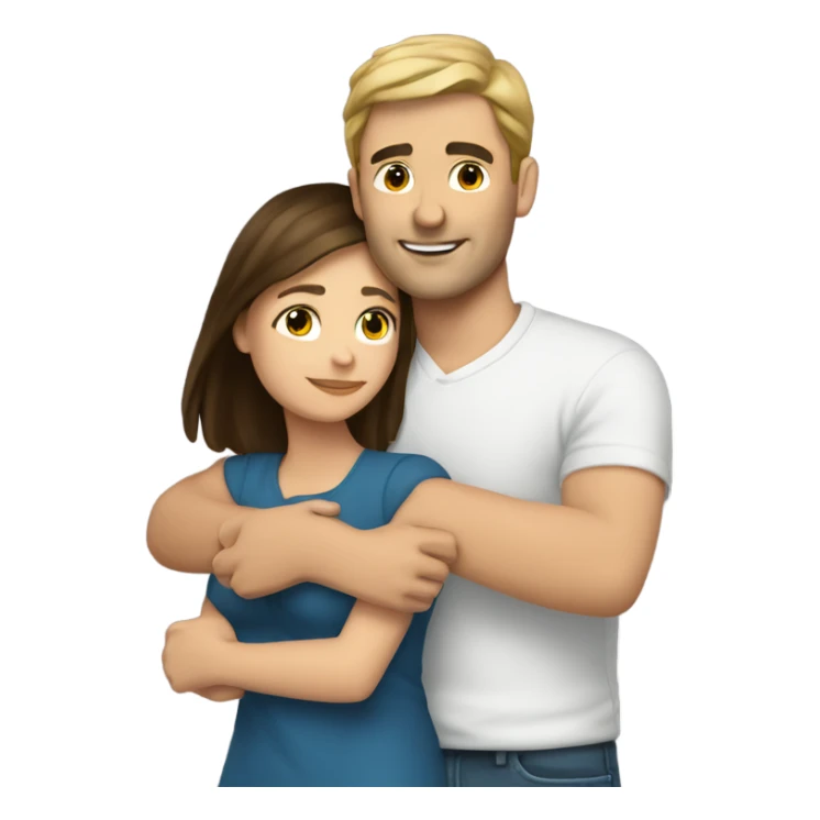 caucasian man hugging brunette girl sticker