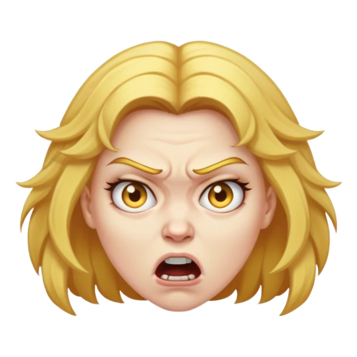 angry woman with weird golden hair sticker