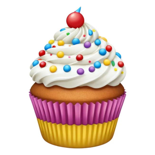 Cupcake with white icing and colorful sprinkles  sticker