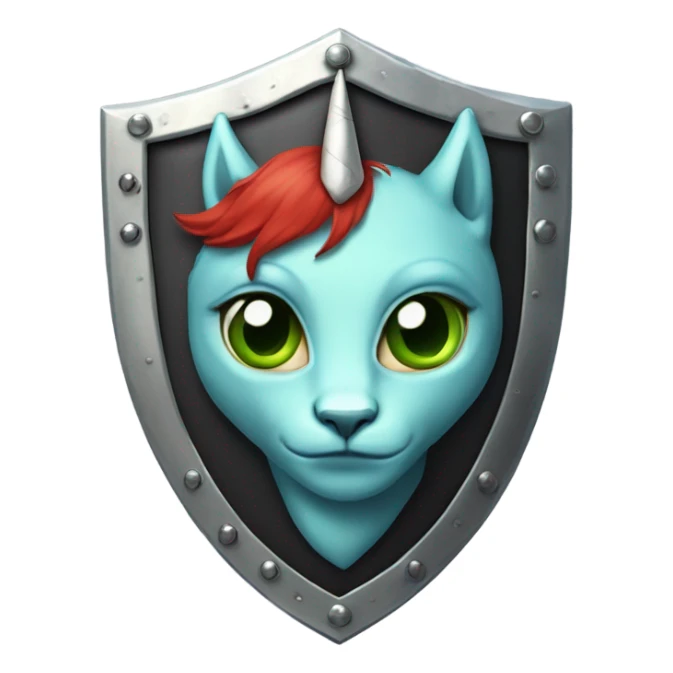 medieval shield: [politically incorrect, (
	{ female, alien, witch, color: light green, hair:red, eyes:cat} ]
	on a 
	[{ unicorn: white, legged:four, mane: light blue }]) sticker