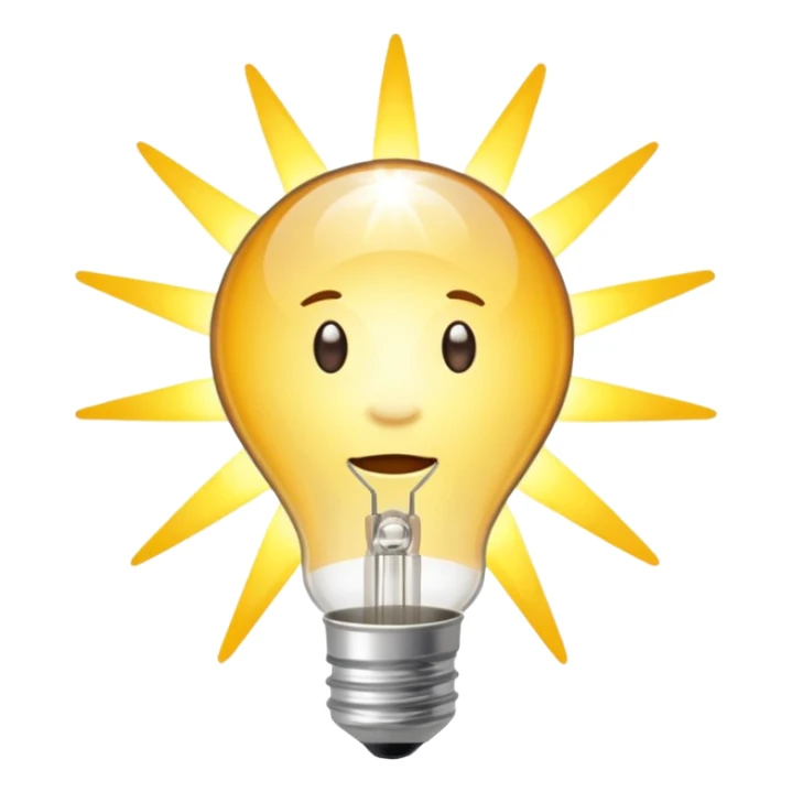 eine glühbirne mit hellen strahlen, die von innen nach außen strahlen wie ein stern sticker