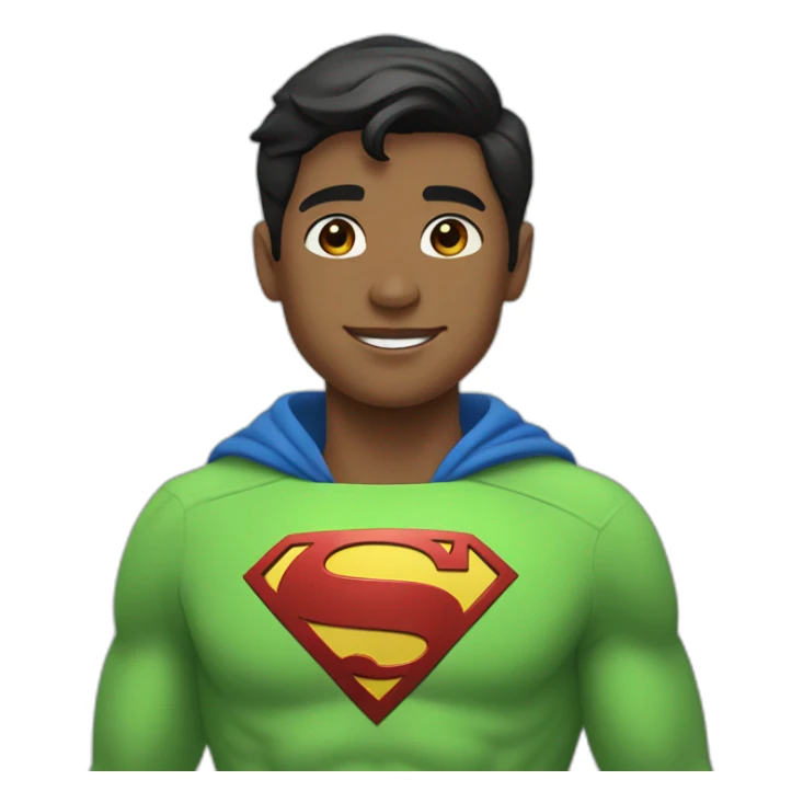 A Superman-like young person wears spring green clothes sticker
