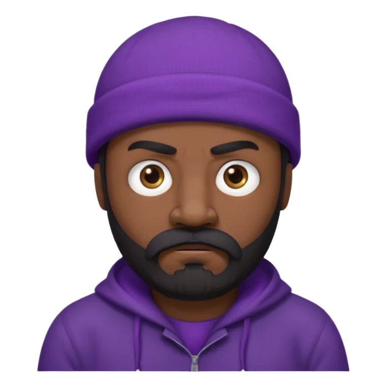 Epic anime Berserker type character. He is a middle age man with dark beard and mustache, baggy eyes and a stoic furious look. He’s wearing a purple beanie and black clothes.  sticker