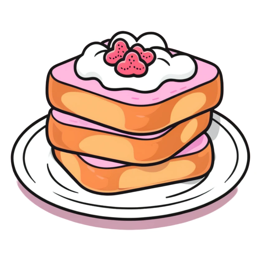 cute pink french toast with powdered sugar sticker