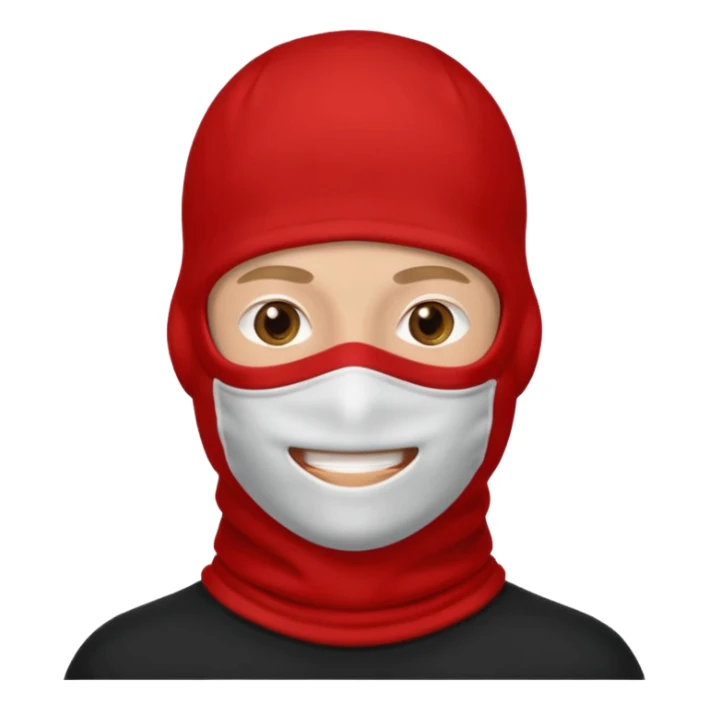 white man wearing a black top and red 2 hole balaclava sticker